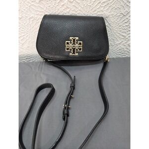 Tory Burch Britten Convertible Crossbody Women Small Black Excellent Leather Bag